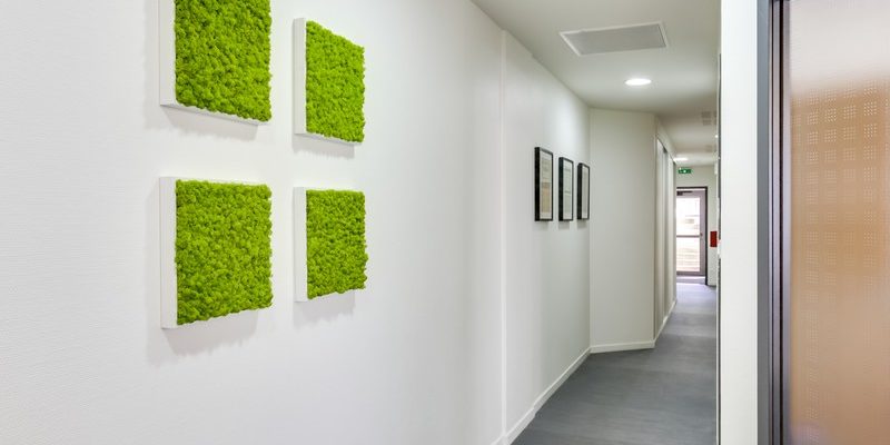 Décoration du couloir des bureaux à St Grégoire (35) par Florence Vatelot, Décoratrice UFDI à St Malo, Dinan, Dinard et Cancale (22)