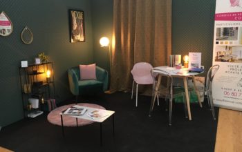 Stand lors du salon de l'habitat à Dinan avec Florence Vatelot, Décoratrice UFDI à St Malo, Dinan, Dinard et Cancale (22 et 35)