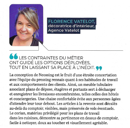 Interview pour le magazine Entretien textile sur l'aménagement d'un pressing.